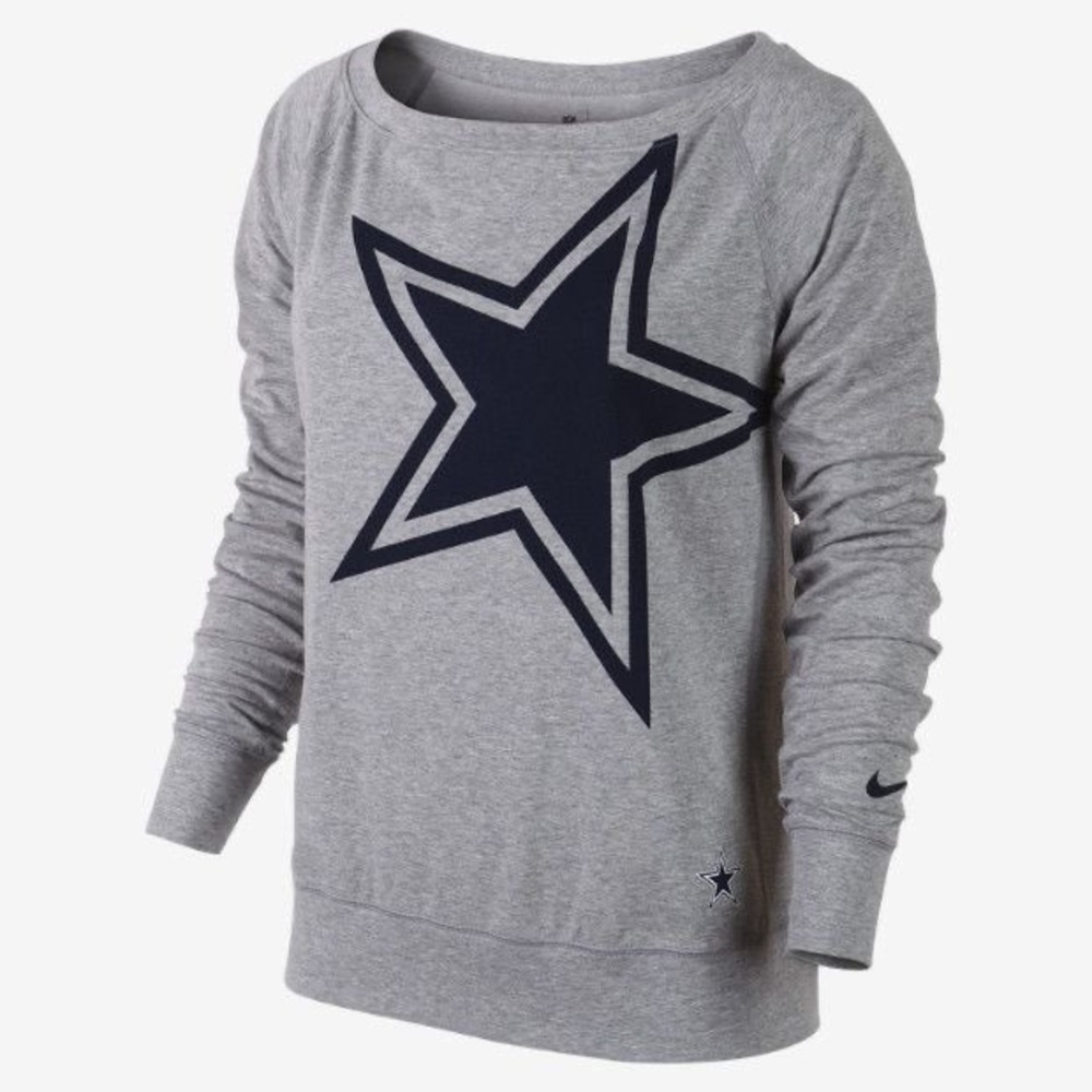 Nike Dallas Cowboys Womens Small Gray Dri-FIT Star Long Sleeve Shirt NFL Gameday